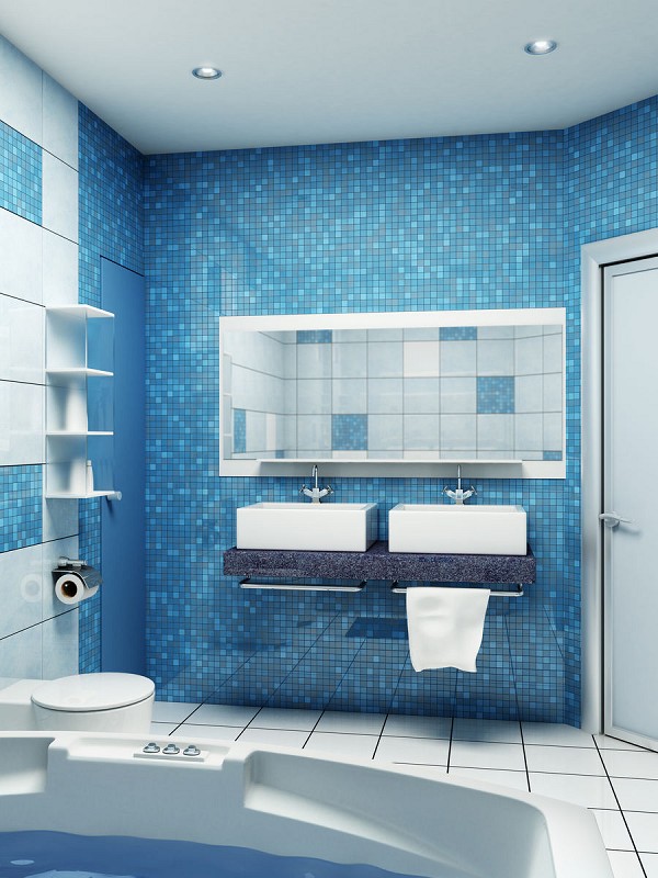 Blue Small Bathroom Design 