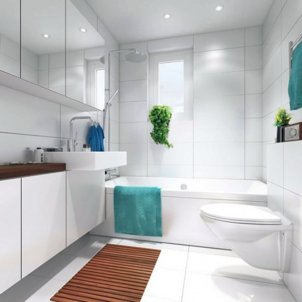 White Small Bathroom Decorating Layout 