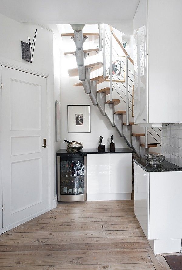 White Bar Under Stairs. 