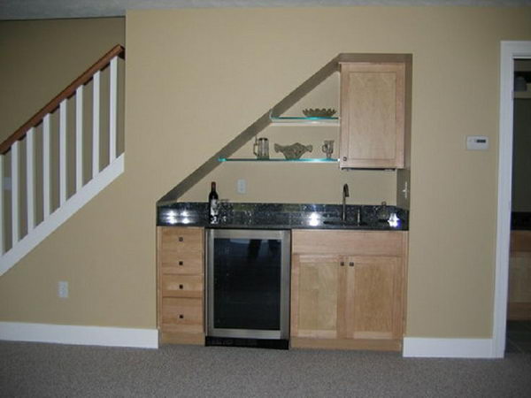 Small Under Stair Wet Bar for Basement. 