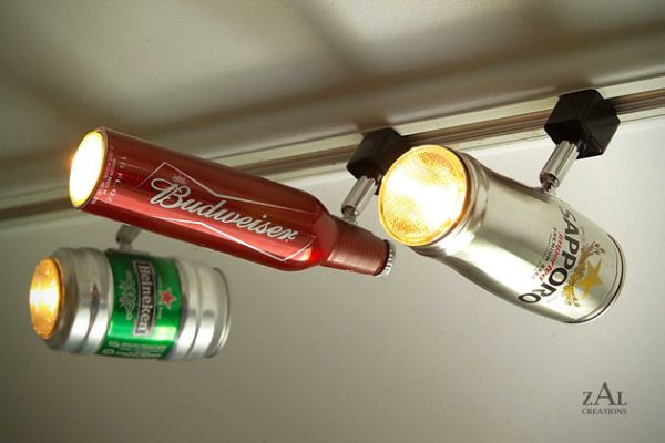 Recycled Beer Can Track Lighting. With a little imagination and creativity, you can use beer can to create surprisingly interesting Beer Can Track Lighting. 