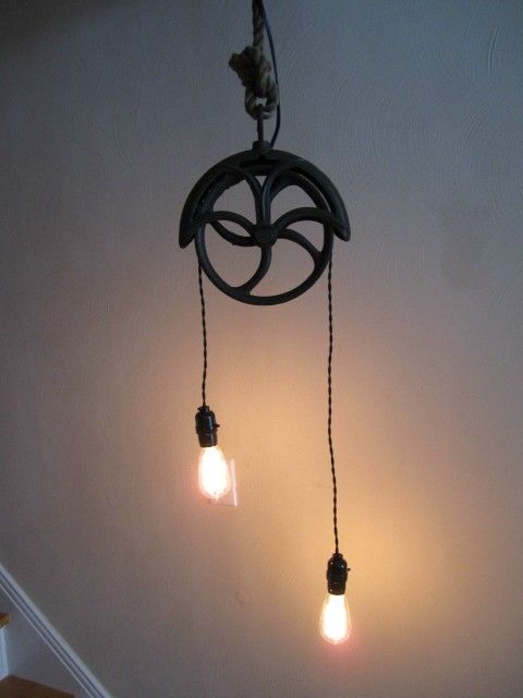 Rustic Pulley Lamp, 