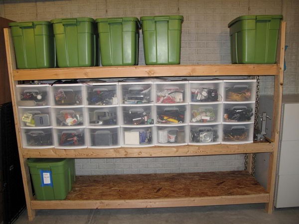 Stacked Pull Out Drawers. The use of pull out drawers, stacked is wonderful. Keep all storage off the floor in a garage or basement. 