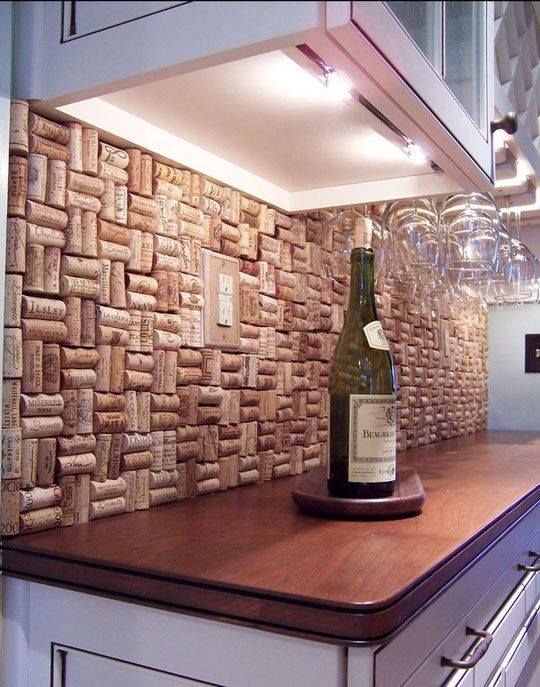Wine Cork Backsplash. It gives you a reason for drinking more wine. 
