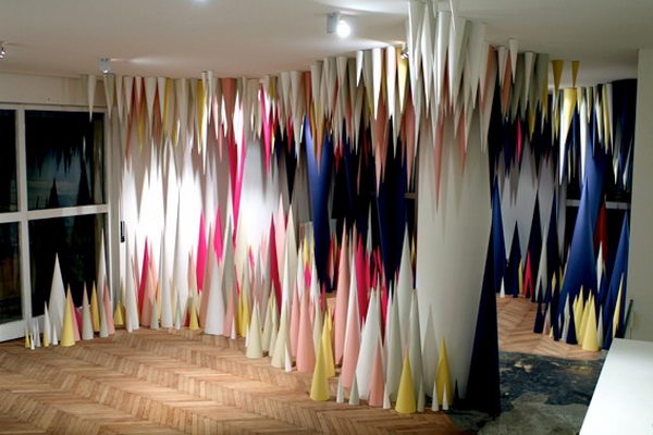 Paper Cave Installation Art. This paper cave is such a rad modern installation. Created by Wendy Plomp and Edhv collaborated to create this 3D Paper Cave installation at the Verger shop in Milan. 