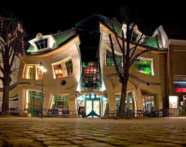 The Crooked House (Sopot, Poland). The building looks like it is melting in the midday sun and is one of the most photographed buildings in Poland.