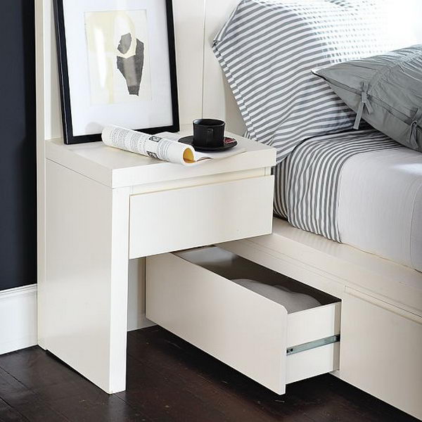 Creative nightstand which makes your bedroom looks more interesting.