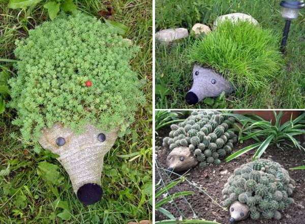 Funny hedgehogs garden pots. These container gardening ideas offer a great way to brighten your surroundings immediately. Make your home look different unique and interesting. 