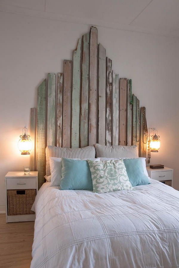 Clever Reclaimed Headboard. Not only served to isolate sleepers from drafts and cold in less insulated buildings, but also was a important decorative element in your bedrooms. 