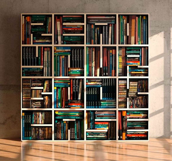 ABC Bookcase is composed by open shelving square modules. Through the use of shelves of different lenght, each unit looks like an alphabet letter. It is a furniture you can read and write in different ways for a unique and original result. 