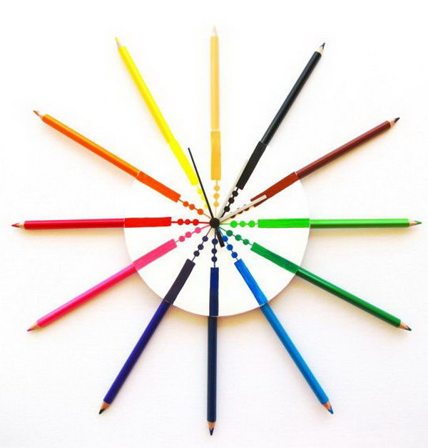 This colored pencil wall clock is great for kids' bedroom wall decoration. 