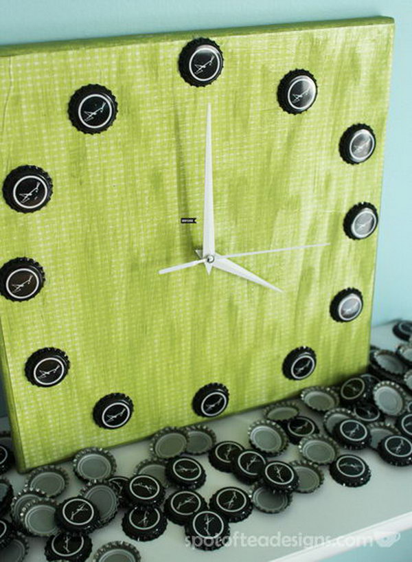 Turning these beer bottle caps into a clock as a gift for Father’s Day. 