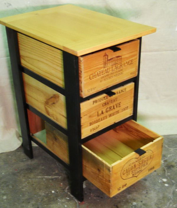 DIY wooden crate cabinet. 