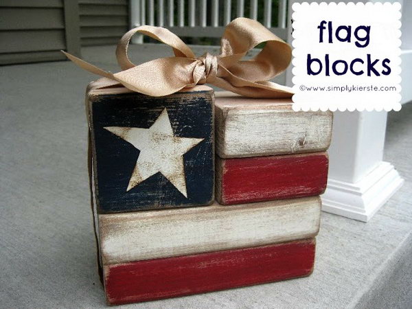Flag Blocks. Made from painted wood blocks, this is an easy patriotic project. 