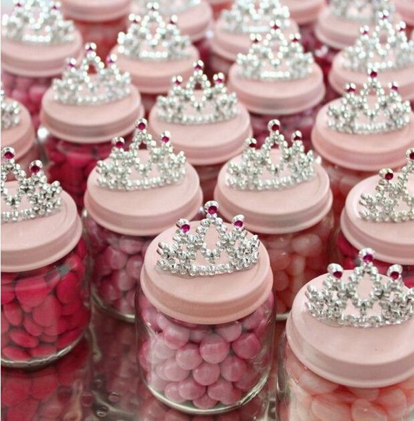 Baby Food Jar Party Favors. Paint the lids and add up some embellishment decor at the top to create your shabby chic party favors your friends will speak highly of. You can also fill them with candies that coordinates with the theme. 