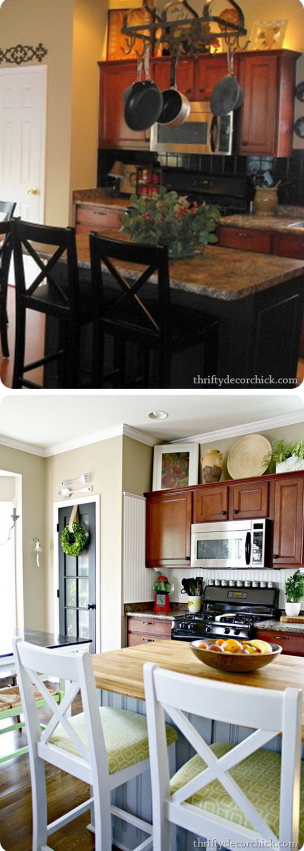 Before and After：Black French Door. Love the way the materials reflect the style of the space and add so much light.  I love the touches of green with the blacks ,wood brown and blue! 