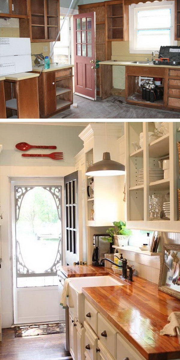 Before and After: Customed Cabinet Door. In this kitchen remodeling you'll see how an 100 year old farmhouse kitchen turned to a modern stylish space. 