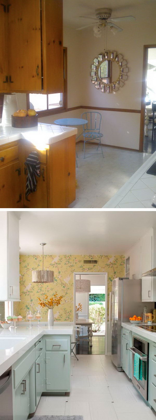 Before & After: A 1950s Kitchen Gets An Affordable Upgrade. Unbelievable renovation with a limited budget and time frame, a major overhaul can be done on a dated kitchen. 