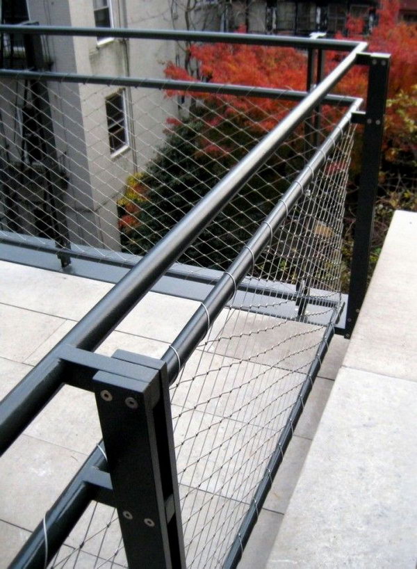 Metal wire and steel deck railing.  Metal+guard+rail stainless steel deck rails are keeping hot since they are inexpensive, stylish and durable.  And this one is easy to DIY at home with simple tools and materials. 