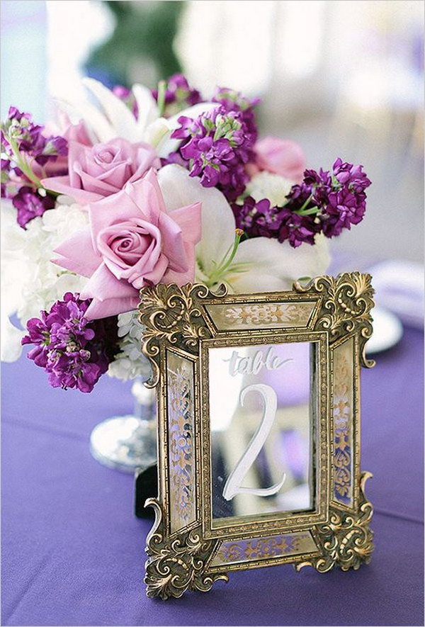 DIY Mirrored Table Card. Here's another unique way to use mirrors. A fantastic table number card with mirrors will impressed your guests most during a party. 