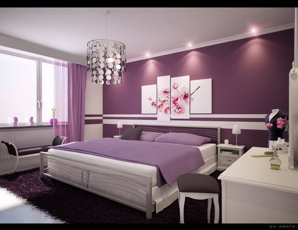Purple Themed Master Bedroom Paint Color Ideas 