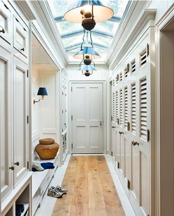  Gorgeous locker for each family member. At the first glance I loved the last shot- stunning. And deeply shocked by the powerful storage function then. One can never have too much storage. Love plenty of built in cabintry. How elegant the shutter, the traditional doors and the skylights are.