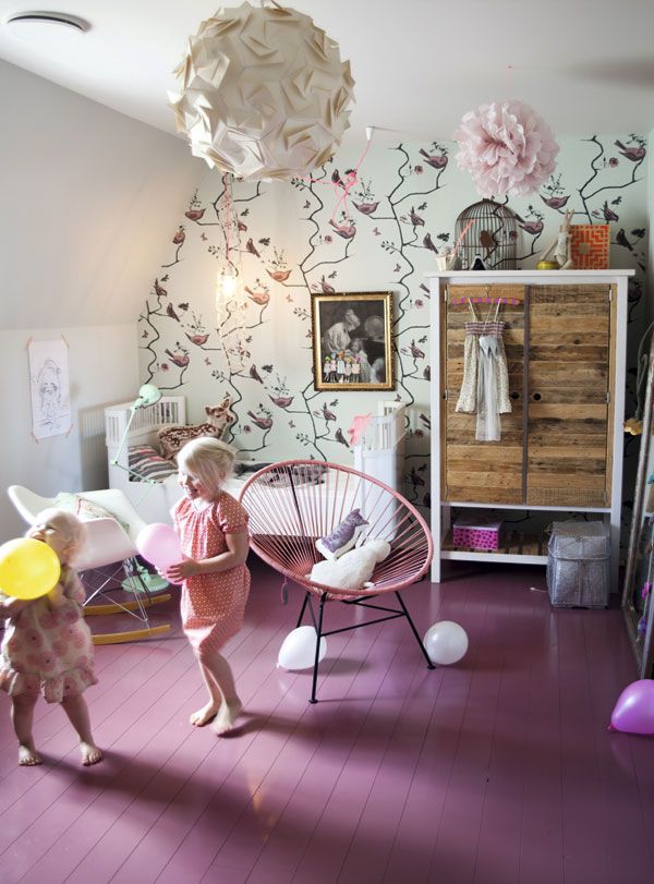 Girl's Bedroom with Lavender Flooring