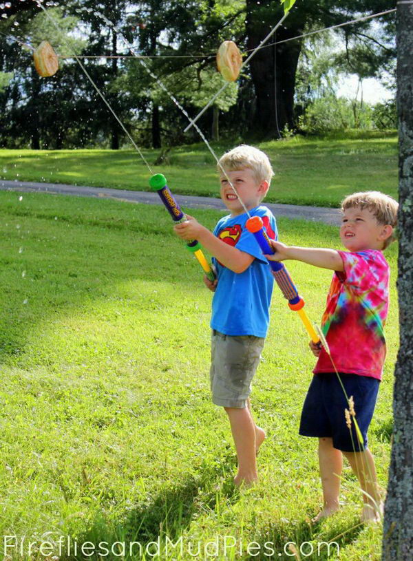  Water blaster games. What could be more fun than a friendly game of war at home with your kids? Buy some classic water blasters and let the game begin. 