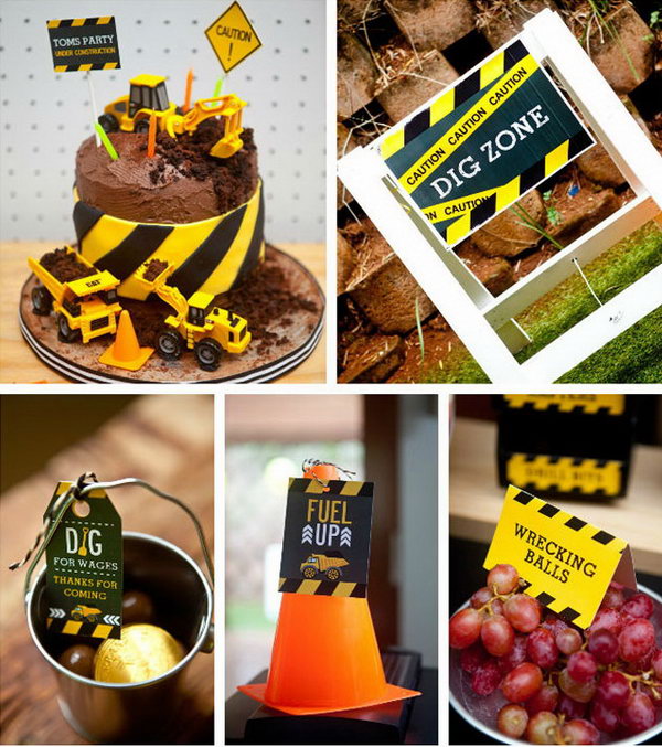Awesome Food Labels and Tags: With fun 'construction names' for all food, this birthday party has a lot of fun. 