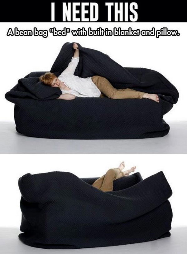 Bean bag Style Couch with Built in Pillow and Blanket. 
