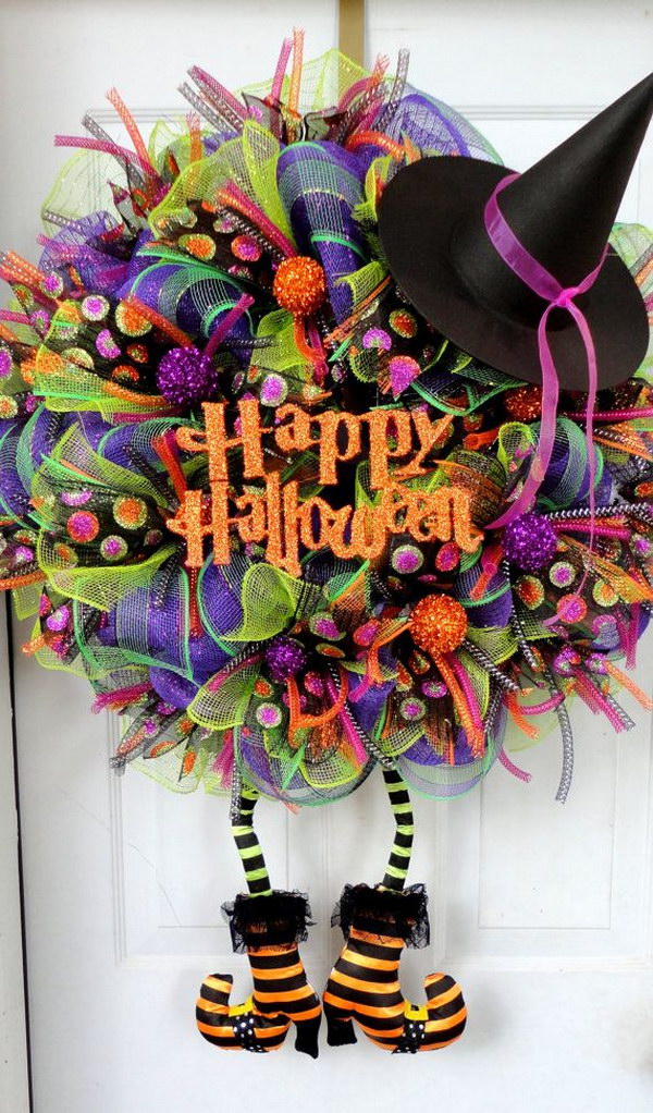 Witch Leg and Witch Hat Wreath. 