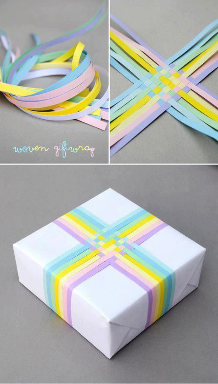 DIY Paper Woven Gift Wrapping . 