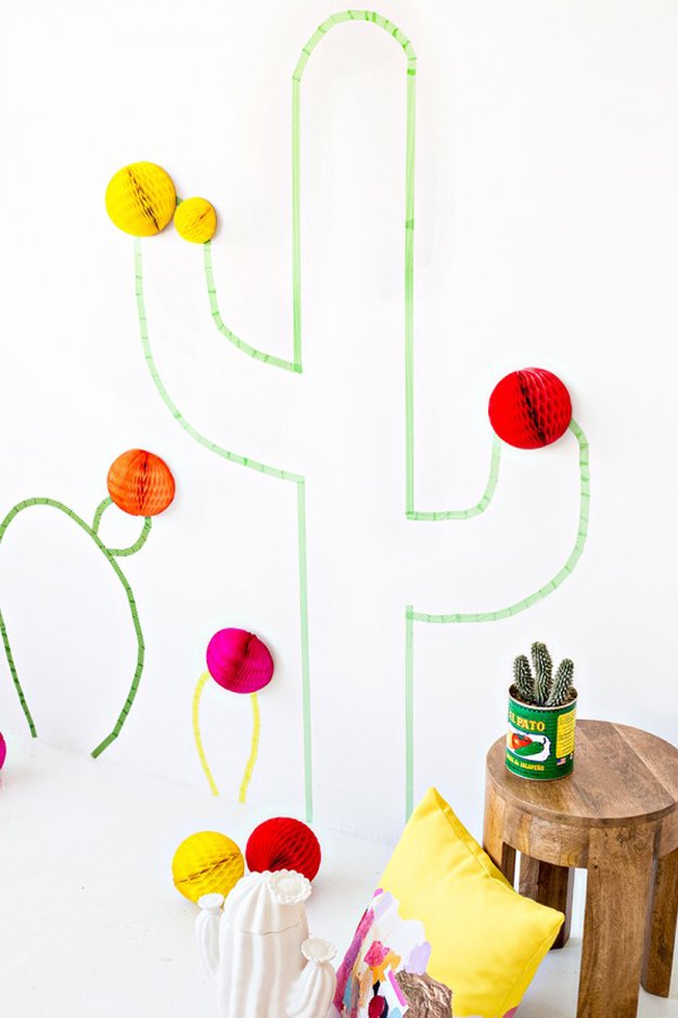 DIY Washi Tape Cactus Wall Art. 