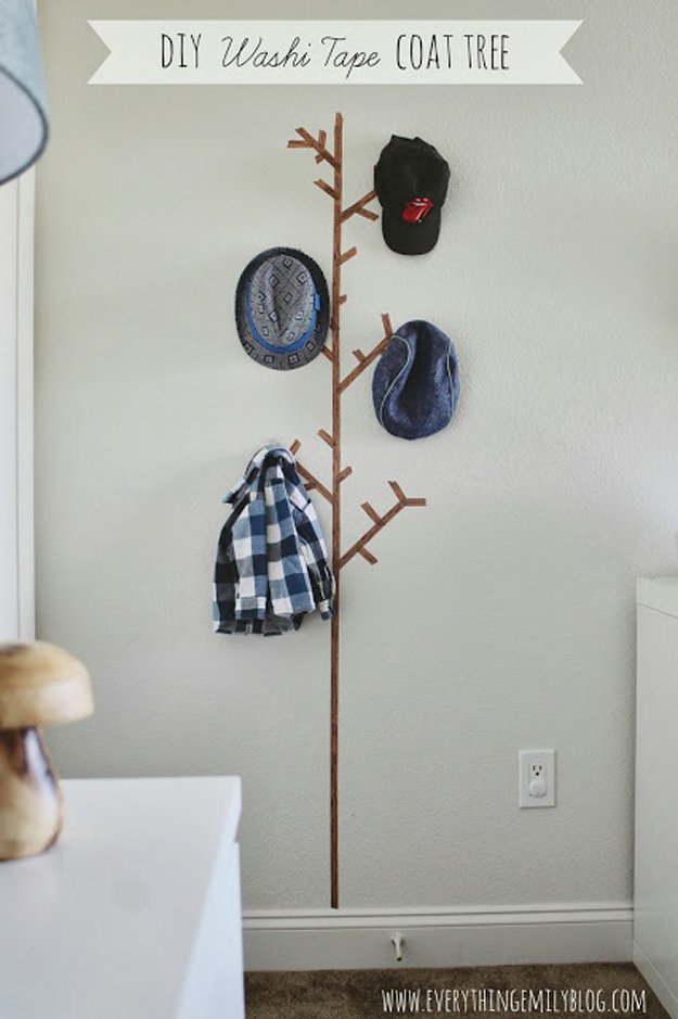 DIY Washi Coat Tree. 