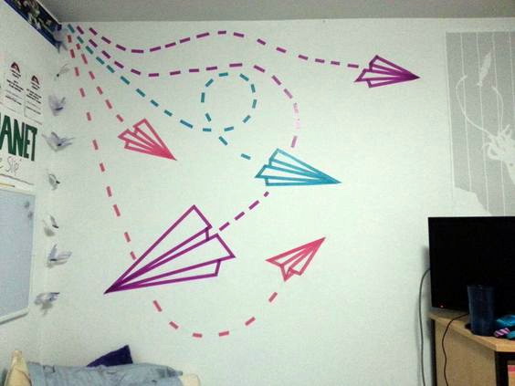 Washi Tape Paper Airplane Wall Art. 