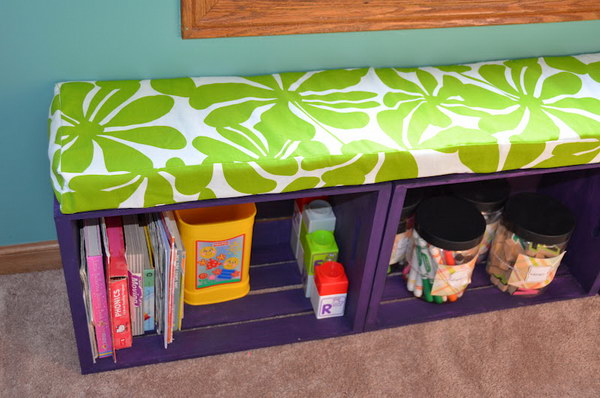 DIY Wooden Crate Bench with Storage 