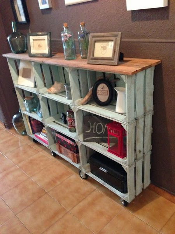 DIY Vintage Crate Console Table 