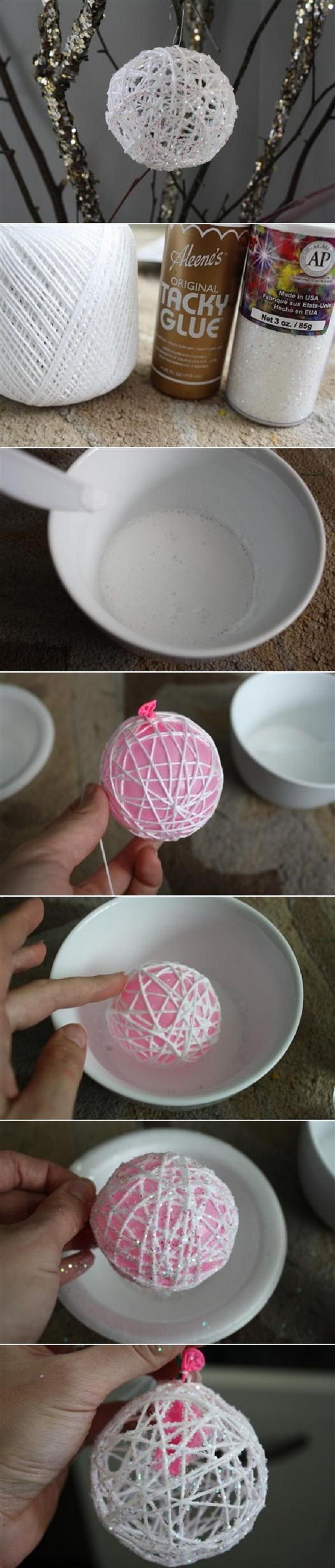 DIY Glittery Snowball Ornaments. 