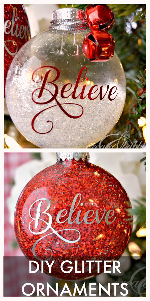 DIY Glitter Christmas Ornaments. 