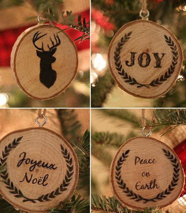 Rustic Wood Slice Ornaments. 