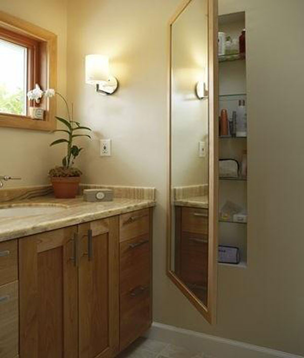 Bathroom Hidden Storage behind the Mirror. 