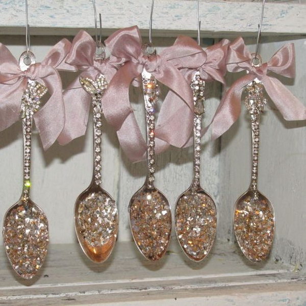Rhinestone Spoon Ornaments. 