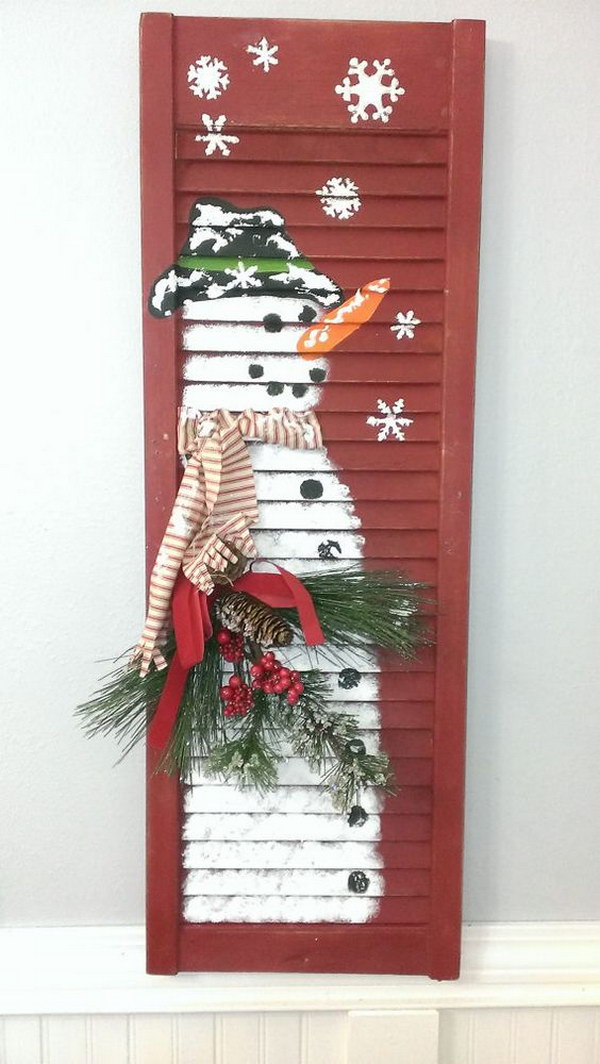 Shabby Chic Shutter Snowman. 