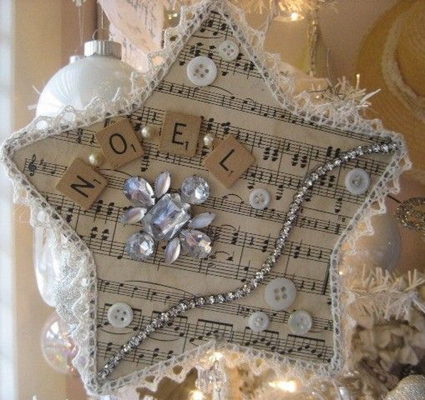 Shabby Chic Christmas Tree Star. 