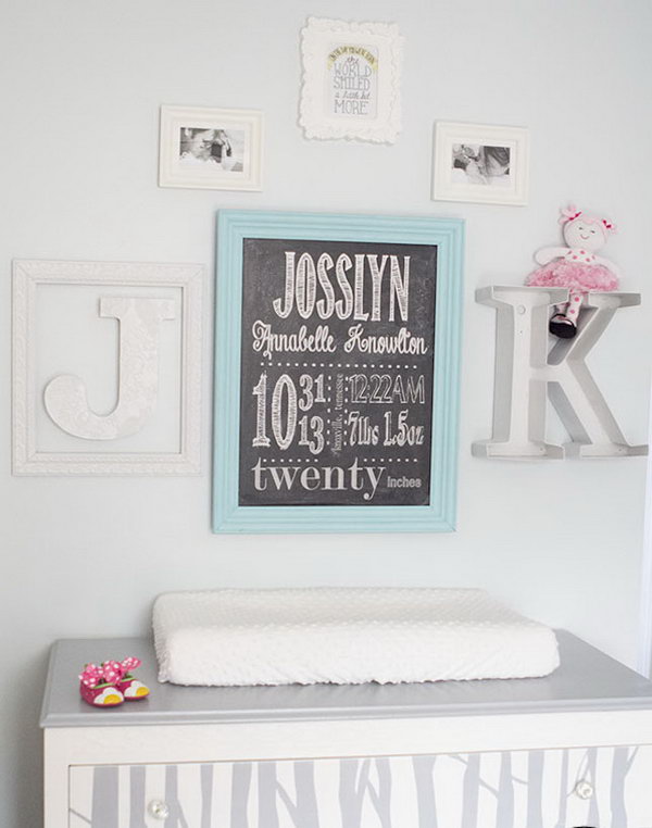 DIY Birth Stat Chalkboard Wall Art. See more instructions 