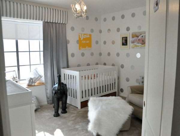 Easy DIY Polka Dot Nursery Accent Wall. 