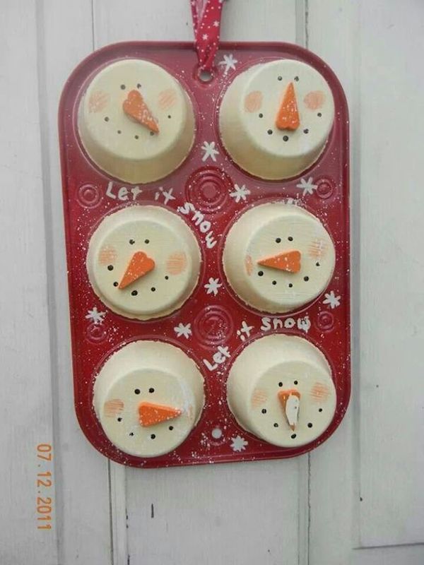 Snowman Muffin Tin Plaque. 