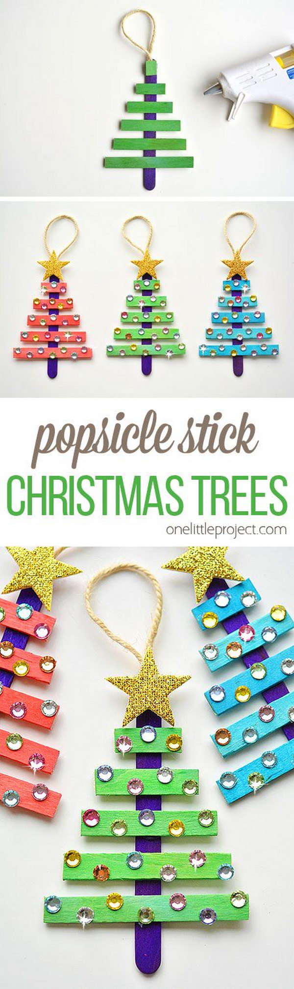 Glittering Popsicle Stick Christmas Trees . 