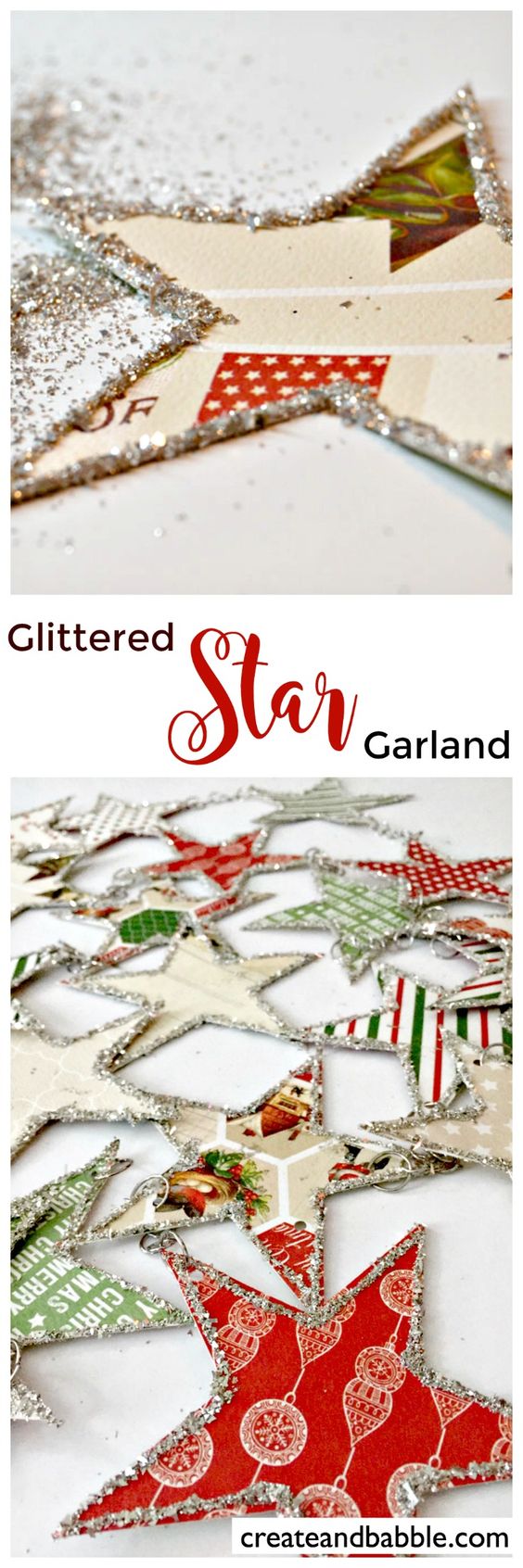 Glittery Star Christmas Garland. 