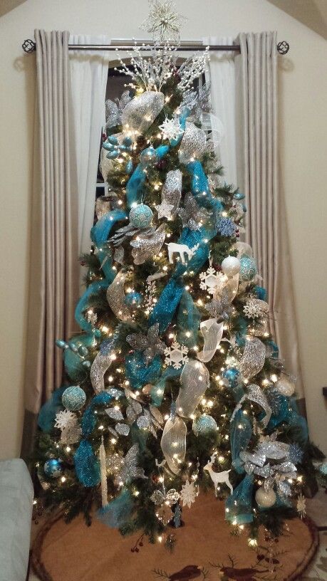 blue silver gold christmas tree